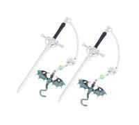 Marcapáginas de Metal para lectura de libros, marcador de página de espadas de dragón, Metal de fantasía creativo, 2 uds