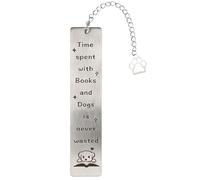 Marcapáginas de Perro para Mujer, Adorable Marcapáginas Cachorro con Colgante Pata Acero Inoxidable Ideal para Amantes Perros Accesorio de Lectura Divertido Amantes los Libros (Estilo B)