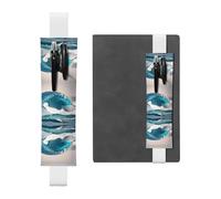 Marcapáginas de piel con diseño de olas de mar azul de dibujos animados: adecuado para cuadernos, diarios, calendarios, fundas de tableta, lectura, trabajo, etc., White, Talla única