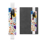 Marcapáginas de piel con diseño floral vibrante con banda elástica, funda portátil para bolígrafos, diarios y planificadores