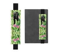 Marcapáginas de piel con flores rosas: adecuado para cuadernos, diarios, calendarios, fundas de tableta, lectura, trabajo, etc., Black, Talla única