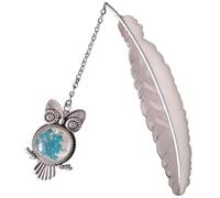 Marcapáginas de plumas, 1 juego de marcapáginas de metal con plumas que brillan en la oscuridad, vintage con búho, arte único, pequeños regalos para mujeres, hombres, lectores y profesor
