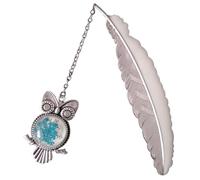 Marcapáginas de plumas, 1 juego de marcapáginas de metal con plumas que brillan en la oscuridad, vintage con búho, arte único, pequeño para mujeres, hombres y profesores