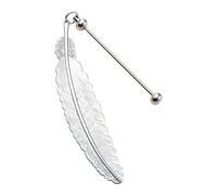 Marcapáginas de plumas con cuentas de metal, con colgante de plumas, para amantes de los libros, lectores, marcadores de moda