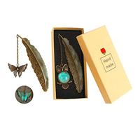 Marcapáginas de Plumas de Metal 2 Unidades Marcapáginas de Plumas de Búho Luminoso Marcapáginas de Plumas Marcapáginas de Lectura Retro Que Brillan en La Oscuridad Regalo para Mujeres Hombres