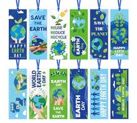 Marcapáginas de protección del medio ambiente para el día de la Tierra - Haooryx 123 piezas Save The Earth Book Marks Green Leaf Earth Ocean Marcapáginas para el Día de la Tierra, profesores,