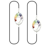 Marcapáginas elásticos con diseño de árbol de la vida, 7 chakras, banda de cristal, marcador de página para diarios de viaje, cuaderno, amante de los libros, juego colorido de 2