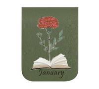 Marcapáginas magnéticas de cuero con flores, motivos florales, marcadores de página magnéticos alfabeto de 12 meses | Perfecto para estudiantes universitarios, profesores, mujeres, hombres