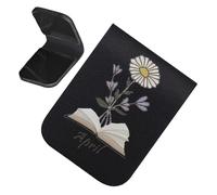 Marcapáginas magnéticas de cuero con flores, motivos florales, marcadores de página magnéticos alfabeto de 12 meses | Perfecto para estudiantes universitarios, profesores, mujeres, hombres