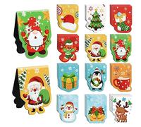Marcapáginas magnéticas de Navidad, 36 unidades, clips laterales magnéticos coloridos, marcadores con patrón de reno de Papá Noel, páginas magnéticas para estudiantes profesores