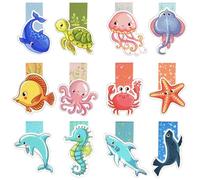 Marcapáginas magnético con temática de animales marinos, 12 unidades, marcapáginas magnéticos, obsequios de cumpleaños infantiles, regalo para niños para la escolarización, pequeños regalos para
