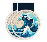 Marcapáginas magnético con versículo bíblico de Isaías 43:2 When You Go Through Deep Waters I Will Be with You, marcadores de página de regalo de la Biblia, papelería de oficina, tamaño 2.7 x 2.2