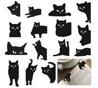 Marcapáginas magnéticos, 15 unidades, marcadores magnéticos para niños, gatos lindos, marcapáginas de gato negro, juego de regalo para niños, profesores, amantes de los libros y amantes de los gatos