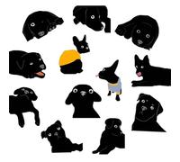 Marcapáginas Magnéticos cachorro Negros, 12 Piezas, Marcapáginas Huggies con forma de cachorro negro, Adecuado para niños, profesores, estudiantes y lectores, Negro, 3,9 x 4,1 cm