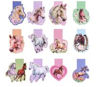 Marcapáginas magnéticos con forma de caballo para niños, 12 piezas de marcapáginas magnéticos, regalos de cumpleaños infantiles, regalos de escolarización para niños, pequeños regalos para estudiantes