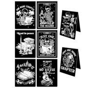Marcapáginas magnéticos de esqueleto gótico: 8 marcadores magnéticos de calavera de terror, marcadores de página, clips negros para leer, regalos para mujeres y hombres, amantes de los libros,