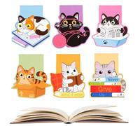 Marcapáginas Magnéticos Para Libros | Clips De Papel Marcadores Con Diseño Gatuno - Marcapáginas Divertidos | para usar en la escuela, la iglesia, el club, la biblioteca, el rincón lector, diario y
