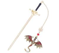 Marcapáginas Metal, Dragón Marcapaginas Punto De Libro Con Colgante De Piedras Preciosas, Personalizar Espada Bookmark, Para Profesores, Estudiantes, Amantes De Los Libros - Rojo