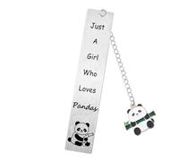 Marcapáginas para leer para mujeres, amantes de los pandas, marcapáginas de panda con texto en inglés "Just A Girl Who Loves Pandas", regalos de gusano de libros, regalos de Navidad, cumpleaños