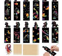 Marcapáginas para Rascar de Unicornio para Niños, 12 Piezas de Papel Mágico Scratch Art, Manualidades Infantiles Creativas, Regalos de Cumpleaños y Detalles para Fiestas Escolares