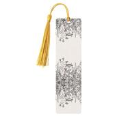 Marcapáginas rectangular de madera con diseño de hierbas florales y botánicos, etiquetas de madera natural con borlas, regalos para hombres y mujeres