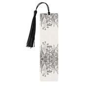 Marcapáginas rectangular de madera con diseño de hierbas florales y botánicos, etiquetas de madera natural con borlas, regalos para hombres y mujeres