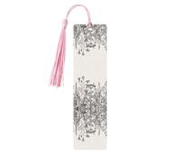 Marcapáginas rectangular de madera con diseño de hierbas florales y botánicos, etiquetas de madera natural con borlas, regalos para hombres y mujeres