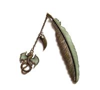Marcapáginas retro de plumas de metal con colgante de dragón volador para profesores, libro de regalo, accesorio de papelería, brillo