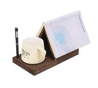 Marcapáginas triangular de madera con soporte para bebidas, soporte para libros de mesita de noche, soporte para recetas de encimera, soporte de lectura triangular de madera con ranura, exhibición de