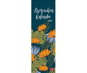Marcapáginas y calendario 2025: las coloridas obras de arte florales hacen que este pequeño calendario sea llamativo. Gran pequeño regalo para los amantes de los libros, formato 6 x 18 cm. (Marcador y