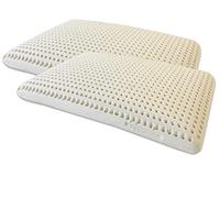 Marcapiuma - Pack de 2 Almohadas de Látex Natural Modelo Jabón 70x40 Almohada Látex Perforada - Funda 100% Algodón Lavable - Ergonómica Alivia Las tensiones cervicales - 100% Fabricadas en Italia