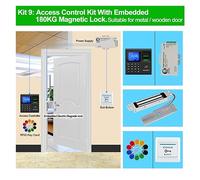 Marcar En La MáQuina, Sistema de Control de Acceso de puerta RFID, máquina de tiempo de asistencia con huella dactilar, fuente de alimentación con cerradura magnética, botón de salida, llaveros for pu