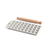 Marcato Molde para Ravioli, Máquina para Ravioli, Moldes para Ravioli Caseros, Corte Cuadrado de 35 mm, Espacio para Relleno Abundante, Rodillo de Madera Incluido.