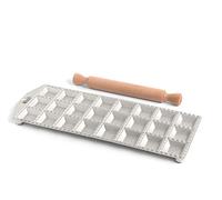 Marcato Molde para Ravioli, Máquina para Ravioli, Moldes para Ravioli Caseros, Corte Cuadrado de 50 mm, Espacio para Relleno Abundante, Rodillo de Madera Incluido, Hecho en Italia.