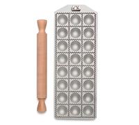 Marcato Molde para Raviolis, Máquina para Raviolis, Formas para Raviolis Caseros, Corte Redondo de 40 mm, Espacio para Relleno Abundante, Procesa 24 Raviolis al mismo tiempo.