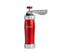 Marcato Sparabiscotti, Jeringa para Dulces, Máquina para Galletas caseras, Accesorio de Pastelería, de Aluminio Anodizado, Tamaño de Galleta Ajustable, Incluye 20 Boquillas. Color: Rojo.