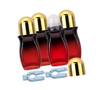 MARCBUSE 4 botellas de vidrio aromáticas de 50 ml, resistentes a fugas, tapa dorada, dispensador de perfumes, dispensador de aceites esenciales, aplicadores de bola rodante