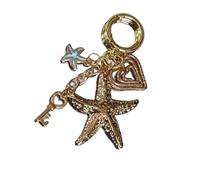 MARCBUSE Adorable estuche para fotos con diseño de ojos con delicado acento de estrellas de mar, joyería de acero inoxidable, llavero de moda para adolescentes, a, Talla única
