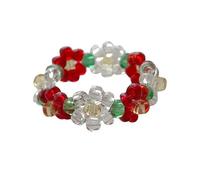 MARCBUSE Anillo de cuentas de moda, ajustable, diseño elástico, anillos de flores, joyería para mujeres y amantes de las manualidades, elegante, talla única, como se describe, como se describe