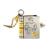 MARCBUSE Collar con colgante de libro de acero inoxidable con mensaje grabado único para el día del padre para papá, cumpleaños, corazón, letra de amor para papá, talla única, como se describe, como