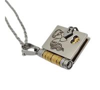 MARCBUSE Collar con colgante de libro de acero inoxidable con mensaje grabado único para el día del padre para papá, cumpleaños, corazón, letra de amor para papá, talla única, como se describe, como