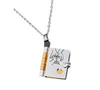 MARCBUSE Collar con colgante de libro de acero inoxidable con mensaje grabado único para el día del padre para papá, cumpleaños, corazón, letra de amor para papá, talla única, como se describe, como
