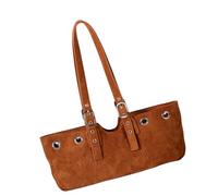 MARCBUSE Elegante bolsa de motocicleta inspirada en Corea con tela de gamuza para mujer, bolsa de hombro ligera para uso diario, práctica de gamuza para viajar, Brown, One Size