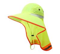 MARCBUSE Gorro de trabajo de color fluorescente para trabajadores de saneamiento con tiras reflectantes para una alta visibilidad, secado rápido, color fluorescente, D amarillo fluorescente, Talla
