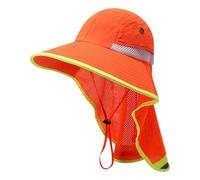 MARCBUSE Sombrero de color fluorescente para cubrir el cuello para trabajadores de saneamiento con tiras reflectantes para una alta visibilidad, secado rápido, sombrero de trabajo de color
