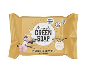 Marcel's Green Soap Toallitas higiénicas para las manos, 1 x 15 unidades, vainilla y flor de cerezo, base vegetal, respetuoso con el medio ambiente