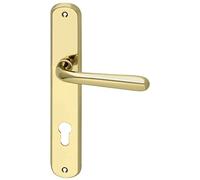 MARCHESI Sonia - Manilla para puerta (placa larga, ovalada, PZ 88, con muelle de retorno, TS 32-45 mm, latón pulido)