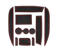 MARCHFA Alfombrillas Antipolvo para Clio 4 2013 - 2019 Accesorios Insertos para Soporte de Bebidas Consola Central Puerta Bolsillos Insertos (Borde Rojo)
