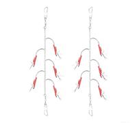 Marchfunny - Camarones imitadores para aparejo Sabiki con cinco ganchos luminosos de tamaño 6 a 10 para pesca en tierra y mar de especies de sardinas (6# rojo)