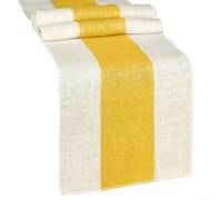 Marchfunny Camino de mesa de arpillera natural de 30 x 275 cm, decoración de lino rústico para boda, fiesta de cumpleaños, reversible, marrón, blanco, gris, amarillo (amarillo y blanco)